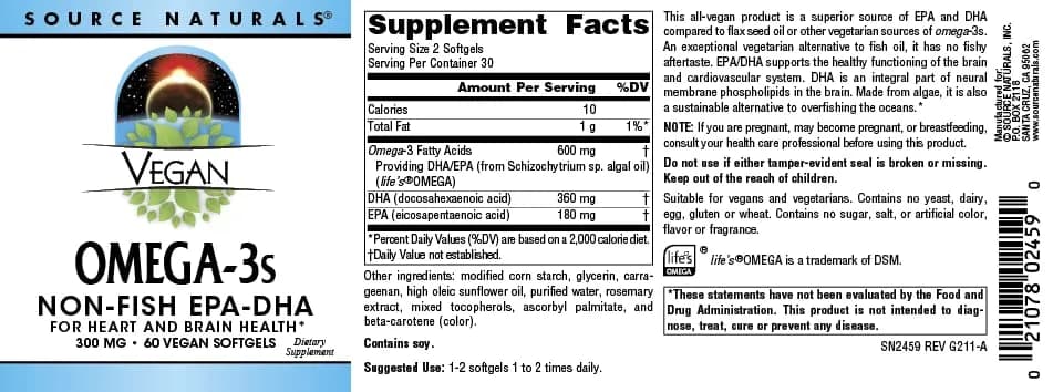 Source Naturals Vegan Omega-3s 300 mg | Vegetarian EPA-DHA for Heart & Brain Support thumbnail 4