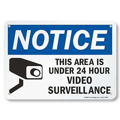 SmartSign "Notice - This Area Is Under 24 Hour Video Surveillance" Sign | 17.8 cm x 25.4 cm (7" x 10") Aluminum | Durable & Laminated thumbnail 1