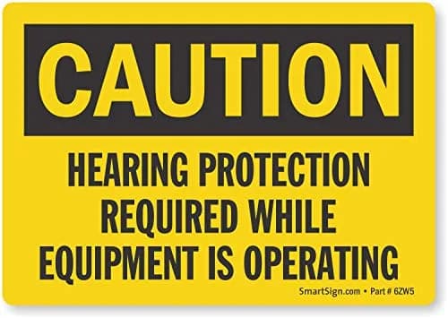 SmartSign Caution Hearing Protection Required Adhesive Vinyl OSHA Safety Sign 3.5" x 5" | Promotes Workplace Safety thumbnail 1