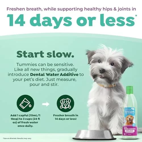 TropiClean Fresh Breath Water Additive for Hip & Joint Support 473ml (16 Fl Oz) | VOHC Accepted Dental Care thumbnail 3