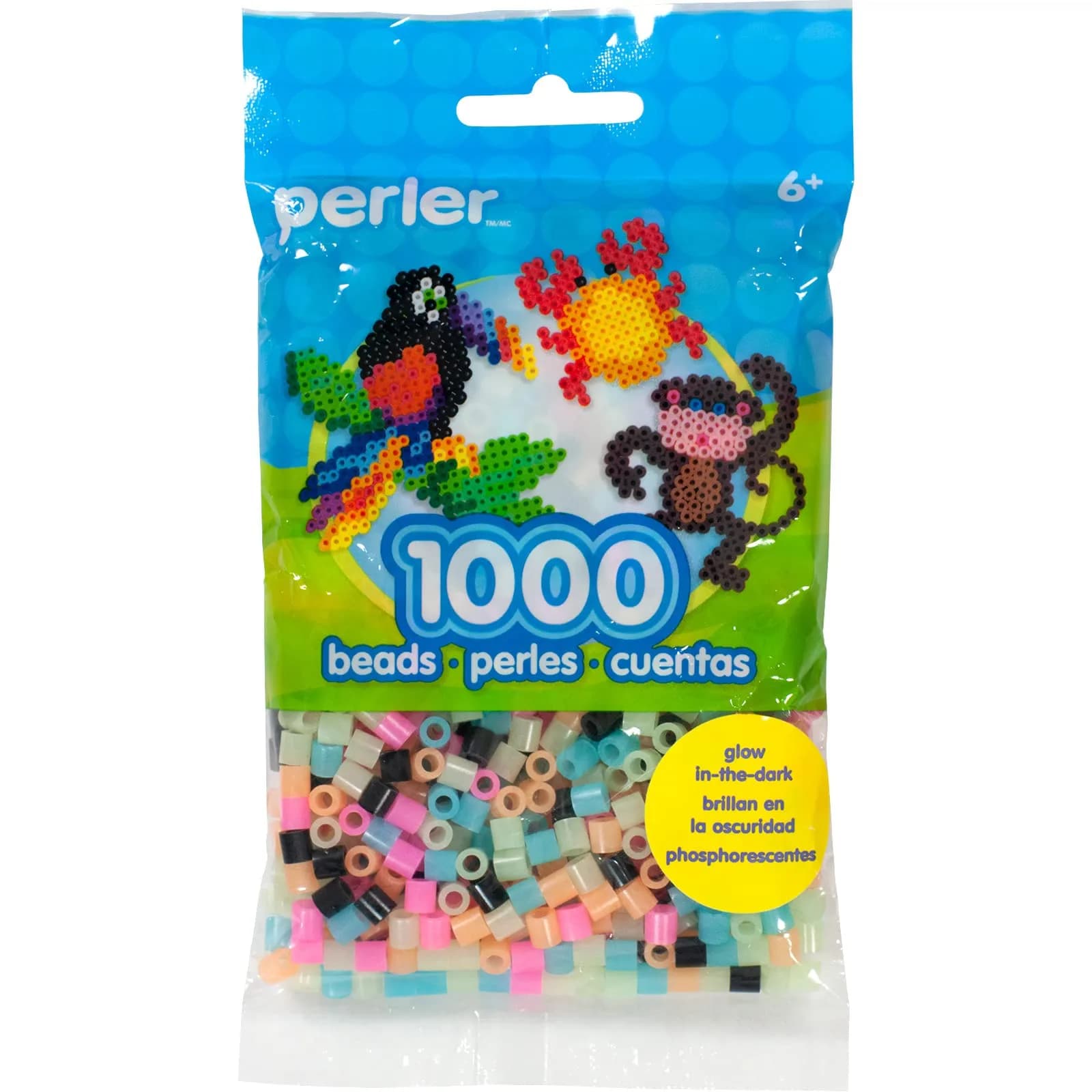 Perler Neon Mix Fuse Beads 1000 Count (Small) | Safe for Ages 6+ | USA-Imported Craft Beads — Glow in the Dark
