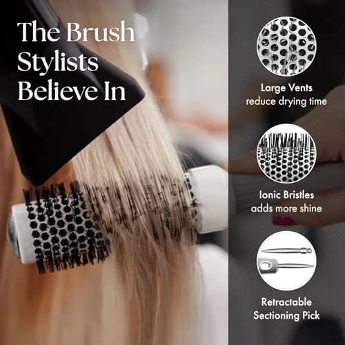 Olivia Garden Ceramic + Ion Round Thermal Hair Brush 3.5" Diameter | Vented Ceramic Barrel for Faster Styling thumbnail 4