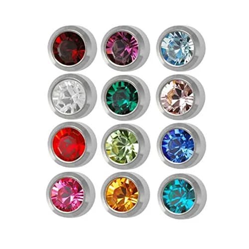 Caflon Surgical Steel 4mm Birthstone Stud Earrings 12 Pairs | Glass & Steel thumbnail 1