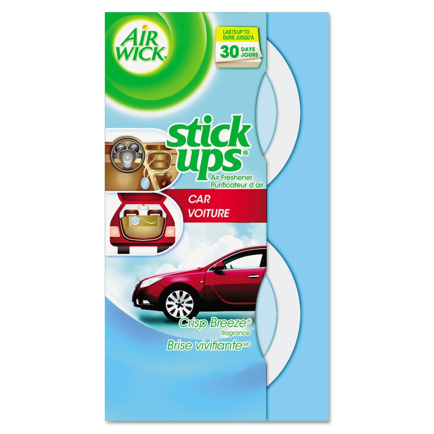 Air Wick Stick Ups Car Air Freshener, Crisp Breeze, 2.1 oz (60g) | Odor Neutralizer for Small Spaces