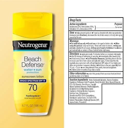 Neutrogena Beach Defense Sunscreen Lotion SPF 70 198ml (6.7 Fl Oz) | Broad Spectrum UVA/UVB Protection thumbnail 8