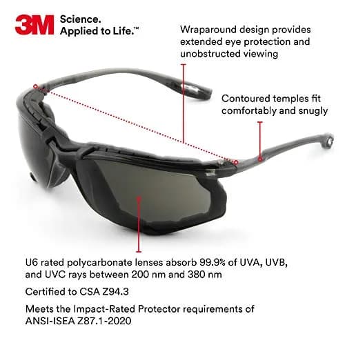 3M Virtua CCS Safety Glasses Gray Lens, 5.6cm x 5.1cm x 2cm | ANSI Z87.1+ Impact Rated, Anti-Fog, UV Protection thumbnail 2