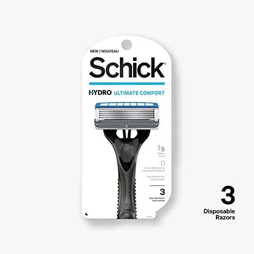 Schick Hydro Sensitive 5-Blade Disposable Razors for Men, 3ct | Hydrating, Less Irritation, Flip Trimmer thumbnail 2