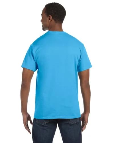 Hanes TAGLESS® T-Shirt | Crew Neck, Short Sleeve, Cotton, Regular Fit (6.1 oz, Aquatic Blue) thumbnail 5