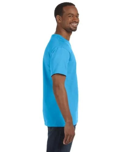 Hanes TAGLESS® T-Shirt | Crew Neck, Short Sleeve, Cotton, Regular Fit (6.1 oz, Aquatic Blue) thumbnail 3
