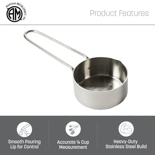 American Metalcraft 1/4 Stainless Steel Measuring Cup (7.4ml / 0.25 Fl Oz) | Precise Baking & Cooking thumbnail 3