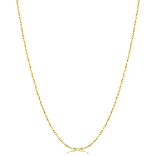 Kooljewelry 10k Gold Rope Chain Necklace 16 inches (40.64 cm) | Elegant Dainty Everyday Style thumbnail 1