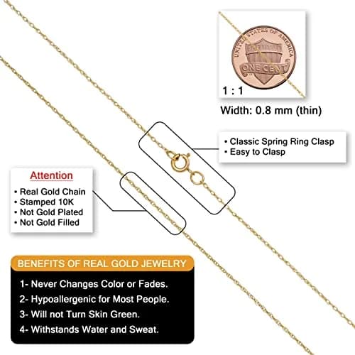 Kooljewelry 10k Gold Rope Chain Necklace 16 inches (40.64 cm) | Elegant Dainty Everyday Style thumbnail 2