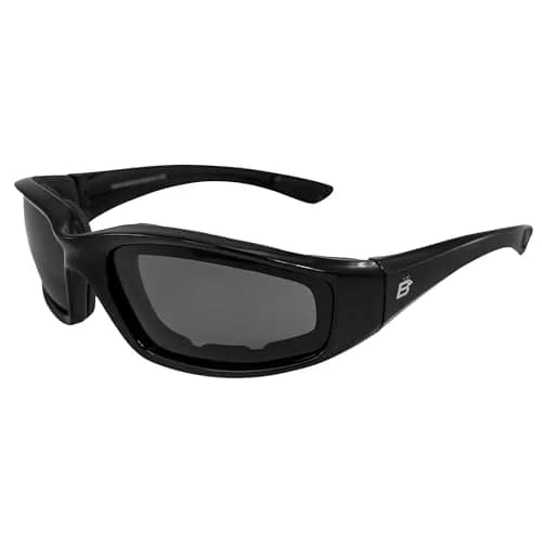 Birdz Eyewear Oriole Padded Motorcycle Goggles (Black Frame/Polarized Smoke Lens) | Shatterproof Polycarbonate thumbnail 1