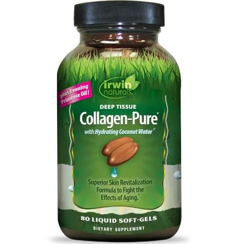 Irwin Naturals Deep Tissue Collagen-Pure Connective Tissue Support | 80 Softgels for Joints & Skin thumbnail 1