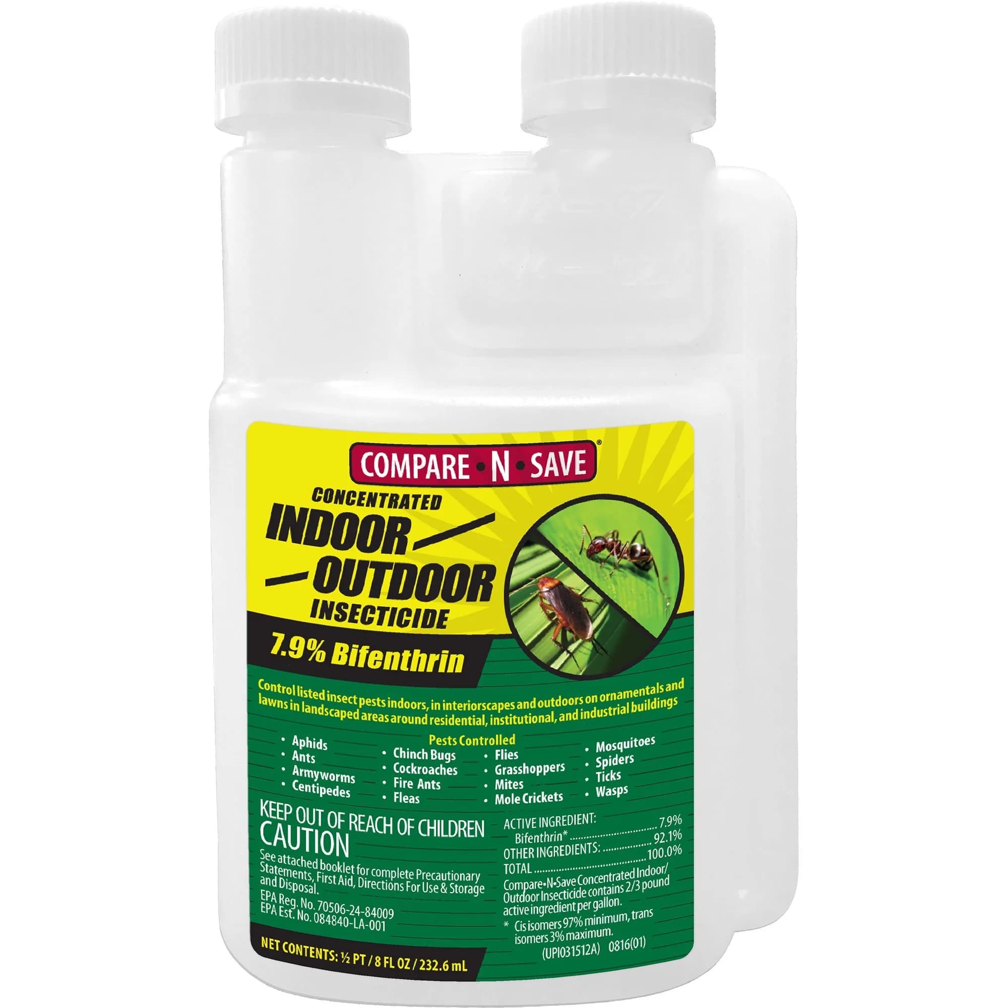 Compare-N-Save 7.9% Bifenthrin Concentrate Insect Control 236ml (8 Fl Oz) | EPA Registered Insecticide for Indoor & Outdoor Use