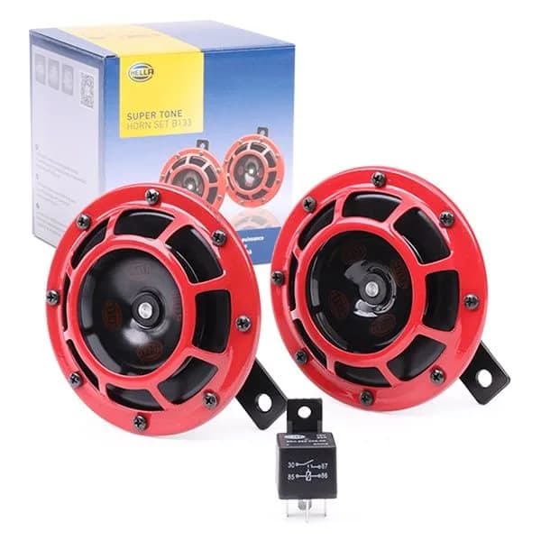 Hella Red Super Tone Horn Set 12V (2-Pack, 125mm Width) | High/Low Frequency Sound thumbnail 3