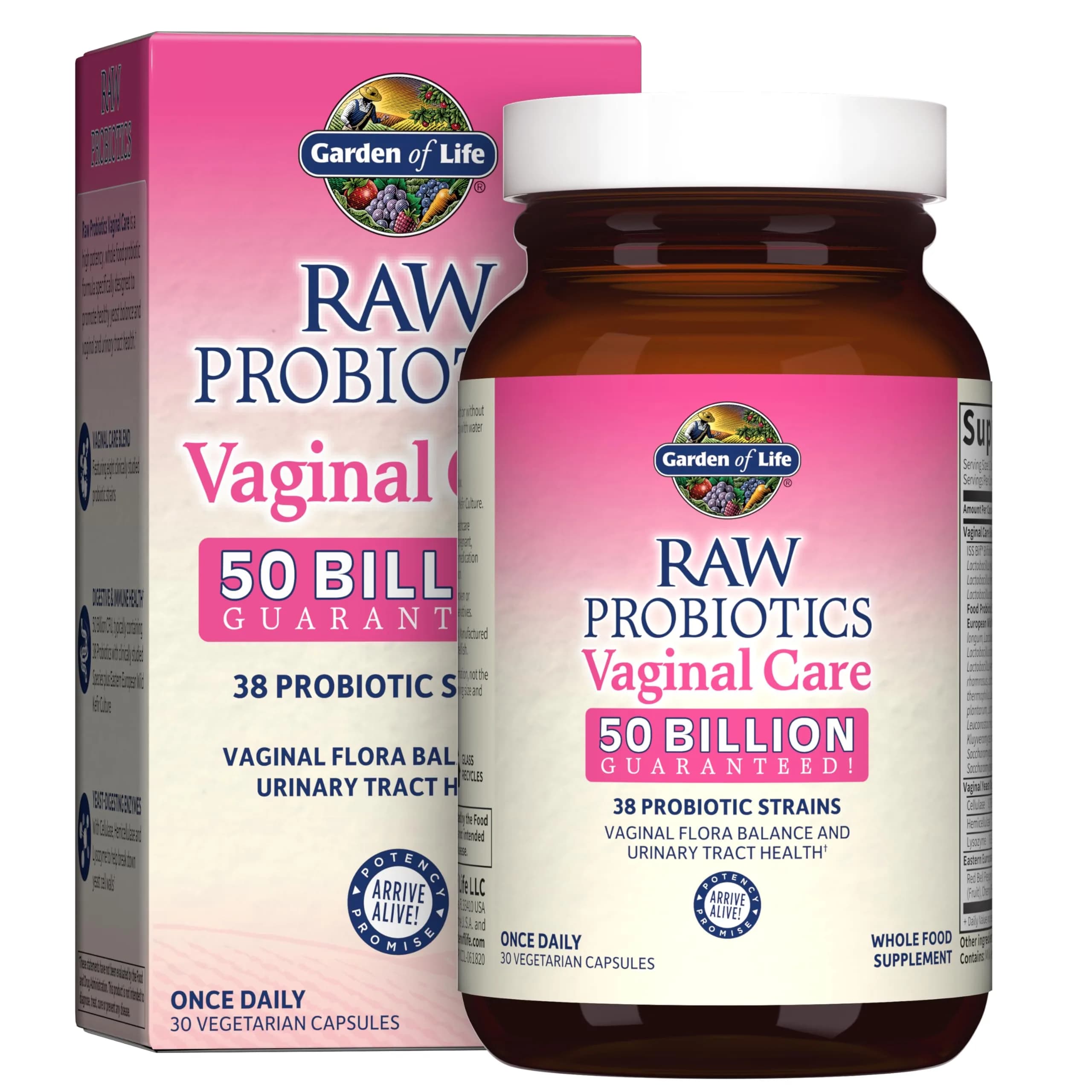 Garden of Life Raw Probiotics Vaginal Care, 50 Billion CFU, 30 Count | Supports Vaginal & Urinary Health