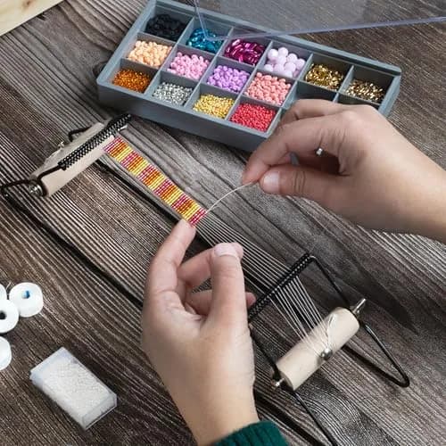 The Beadsmith Metal Bead Loom Kit with Glass Beads & Accessories | 32.4cm x 6.35cm x 7.62cm thumbnail 4