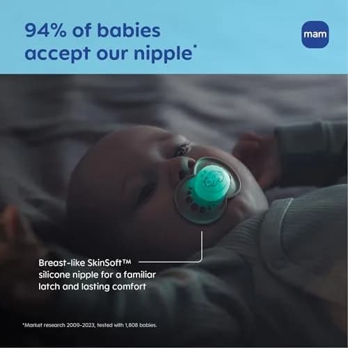 MAM Original Baby Pacifiers 6-16 Months, Glows in The Dark, 2 Pack | Developed with Pediatric Dentists & Specialists thumbnail 6