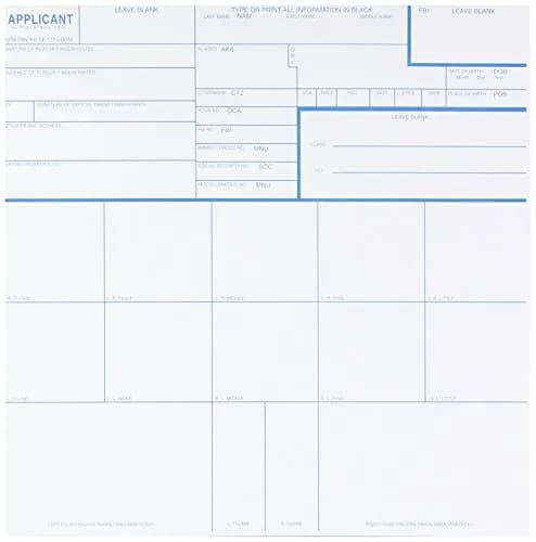 Federal Bureau of Investigation FD-258 Fingerprint Cards, Applicant Form 8" x 8" (10-Pack) thumbnail 1