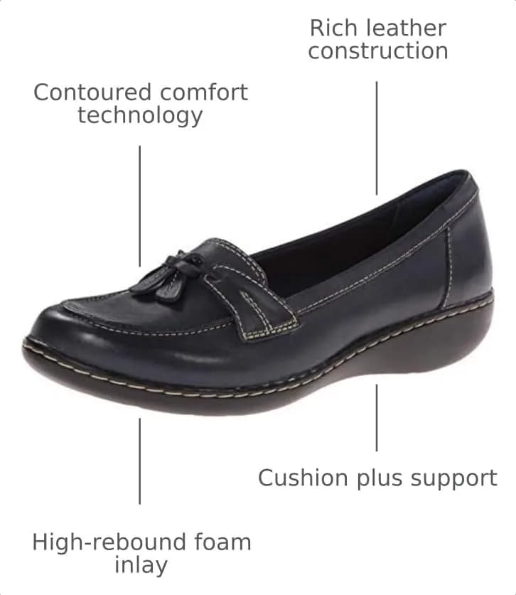 Clarks Women's Ashland Bubble Loafer, Navy, Size 8 | Premium Comfort & Classic Style thumbnail 2