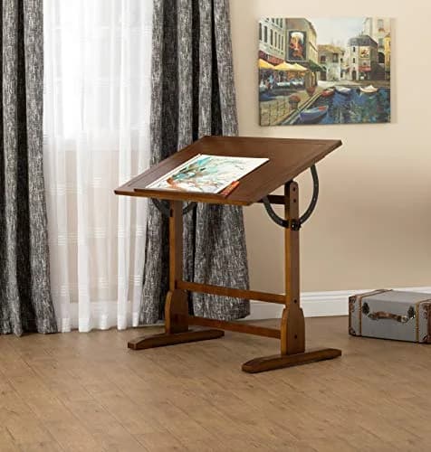 SD STUDIO DESIGNS Vintage Rustic Oak Drafting Table | Adjustable Craft & Studio Desk thumbnail 2