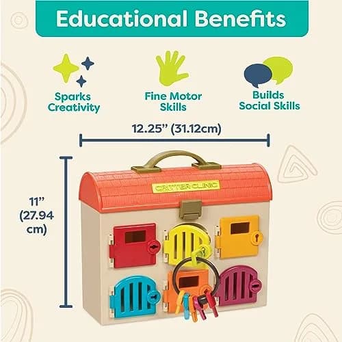 B. toys Critter Clinic Vet Set, Portable Animal Hospital | 6 Rooms, 5 Tools, 2 Plush Pets, Portable Handle (2+ Years) thumbnail 3