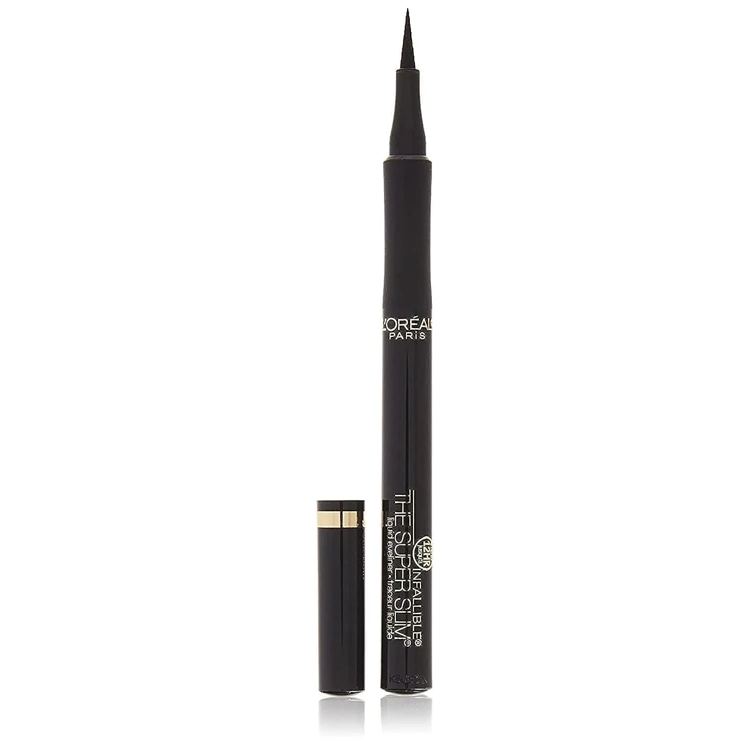 L'Oreal Paris Infallible Super Slim Liquid Eyeliner Black 0.034 fl oz (1 ml) | Ultra-Fine Felt Tip for Precise Lines - main product image