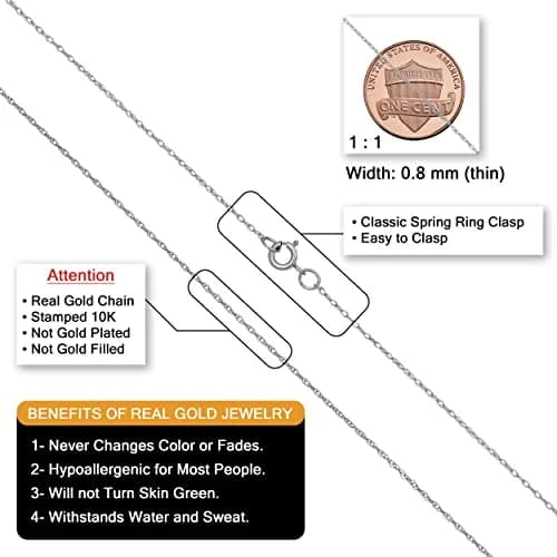 Kooljewelry 10k White Gold Rope Chain Necklace 16 inches (40 cm) | Elegant & Durable for Women thumbnail 2