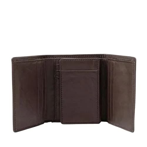 Fossil Ingram Leather Trifold Wallet with ID Window for Men, Brown | 100% Genuine Leather, 8 Card Slots, Slim Profile thumbnail 2