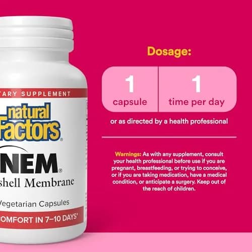 Natural Factors NEM Natural Eggshell Membrane Joint Comfort & Flexibility 60 Capsules | Supports Healthy Connective Tissue thumbnail 3