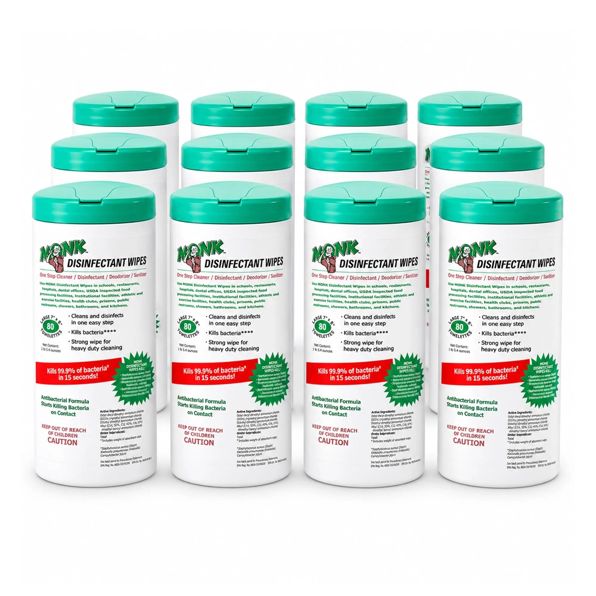 Monk Disinfecting Wipes 80 Count | Heavy Duty Surface Disinfectant for Commercial & Home Use - main product image