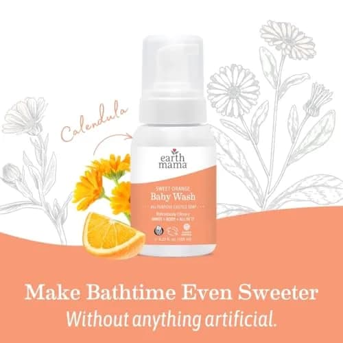 Earth Mama Sweet Orange Baby Wash Foaming Soap 185ml (6.27 Fl Oz) | Gentle Castile Soap for Sensitive Skin thumbnail 8
