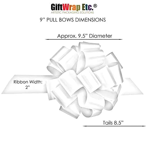 GiftWrap Etc. Large White Wedding Pull Bows - 9 Inch (22.86 cm) Wide, Set of 6 | Elegant Solid Polyester for Parties & Gifts thumbnail 9