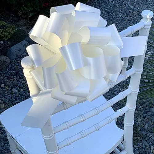 GiftWrap Etc. Large Ivory Ribbon Wedding Bows 22.86cm (9 Inch) Pack of 6 | Easy Pull Bows for Gifts & Events thumbnail 4