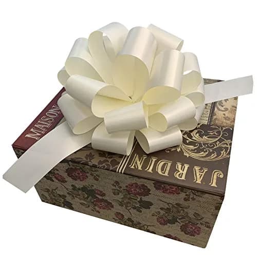 GiftWrap Etc. Large Ivory Ribbon Wedding Bows 22.86cm (9 Inch) Pack of 6 | Easy Pull Bows for Gifts & Events thumbnail 7