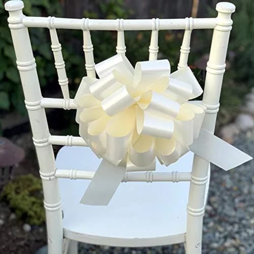 GiftWrap Etc. Large Ivory Ribbon Wedding Bows 22.86cm (9 Inch) Pack of 6 | Easy Pull Bows for Gifts & Events thumbnail 2