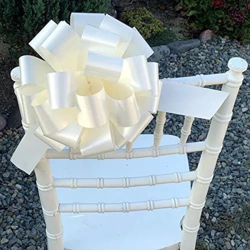 GiftWrap Etc. Large Ivory Ribbon Wedding Bows 22.86cm (9 Inch) Pack of 6 | Easy Pull Bows for Gifts & Events thumbnail 3