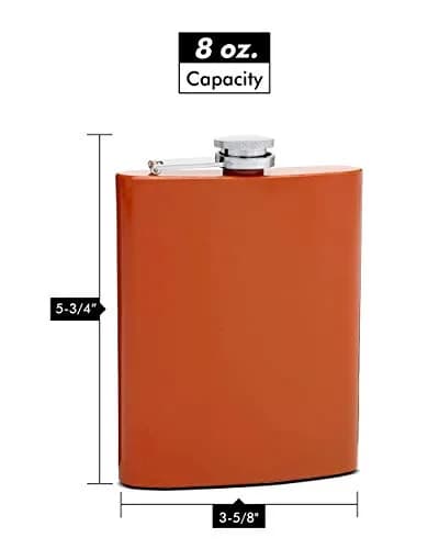 Top Shelf Flasks 8 oz Hip Flask with Leak Proof Cap | Burnt Orange Stainless Steel thumbnail 3