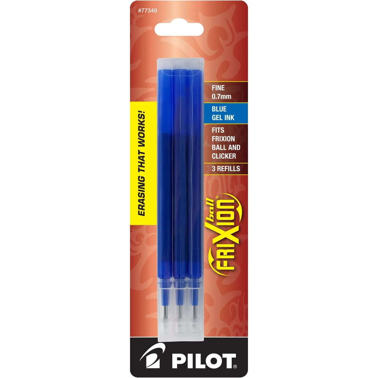 Pilot FriXion Gel Ink Pen Refill 3-pk Pouch Fine Point 0.7mm | Erasable Blue Ink, Compatible with FriXion Pens - main product image