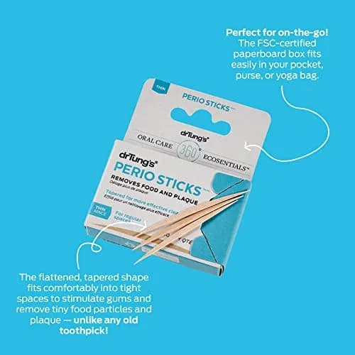 drTung's Perio Sticks Dental Cleaning X-Thin 100 Count (Pack of 6) | Eco-Friendly Birch Interdental Picks thumbnail 9