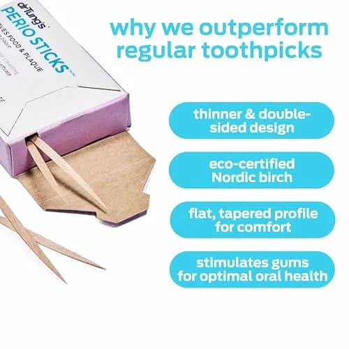 drTung's Perio Sticks Dental Cleaning X-Thin 100 Count (Pack of 6) | Eco-Friendly Birch Interdental Picks thumbnail 2
