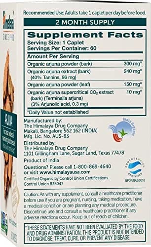 Himalaya USDA Organic Arjuna Capsules, 700 mg (60 Caplets) thumbnail 2