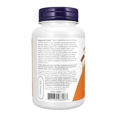 NOW Supplements Candida Support with Pau D'Arco, Oregano Oil, 90 Veg Caps | Supports Gut Balance & Intestinal Flora thumbnail 3
