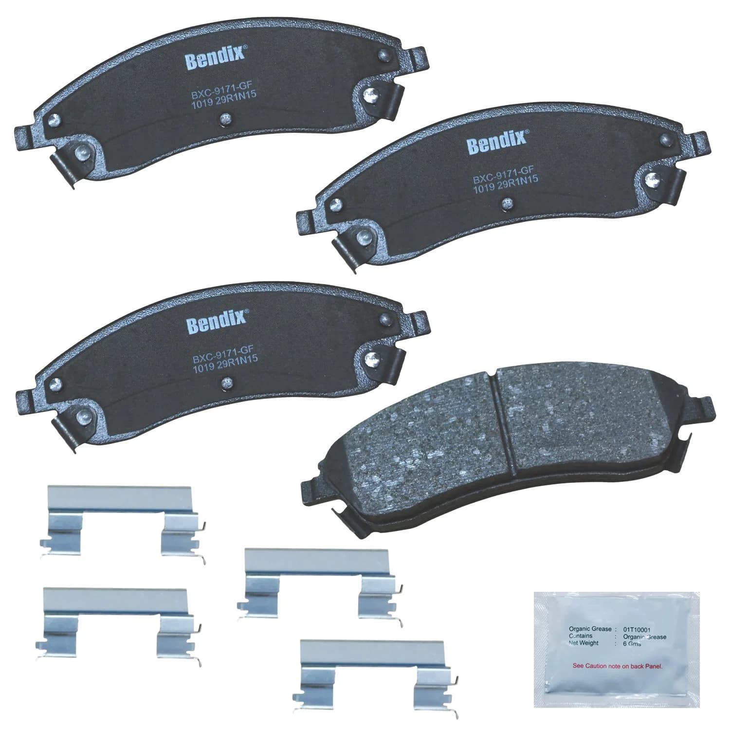Bendix Priority1 CFC1019 Ceramic Front Brake Pads for Cadillac CTS 2006-2007, SRX 2004-2009, STS 2005-2008, Pontiac Bonneville 2004-2005 | OE Fit & Quiet - main product image