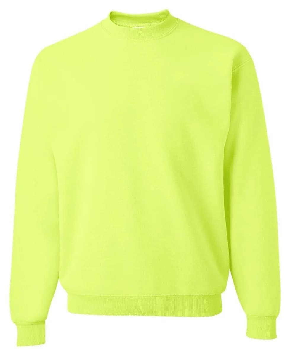 Jerzees Adult 9.5 oz. Super Sweats® NuBlend® Fleece Crew S SAFETY GREEN | Pill-Resistant Sweatshirt - main product image