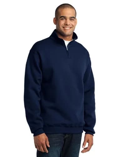 Jerzees Mens 995 Quarter-Zip Cadet-Collar Sweatshirt, Black, Large | Stylish, Cotton-Poly Blend, Classic Fit thumbnail 4