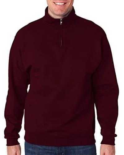 Jerzees NuBlend 1/4-Zip Cadet Collar Sweatshirt Maroon Medium | Warm & Durable Fleece for Indian Winters thumbnail 1
