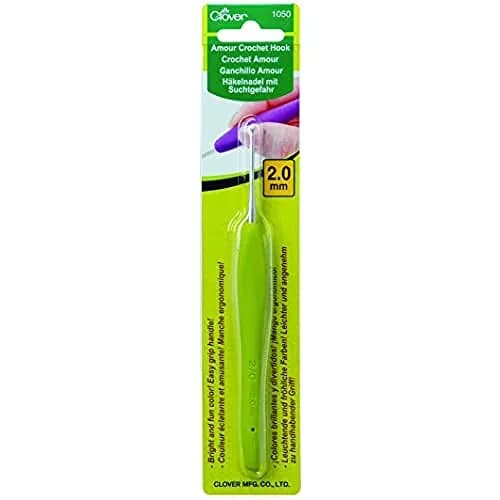 Clover Amour Crochet Hook 2.0mm Metal Green | Bright, Easy Grip for Smooth Crocheting thumbnail 1