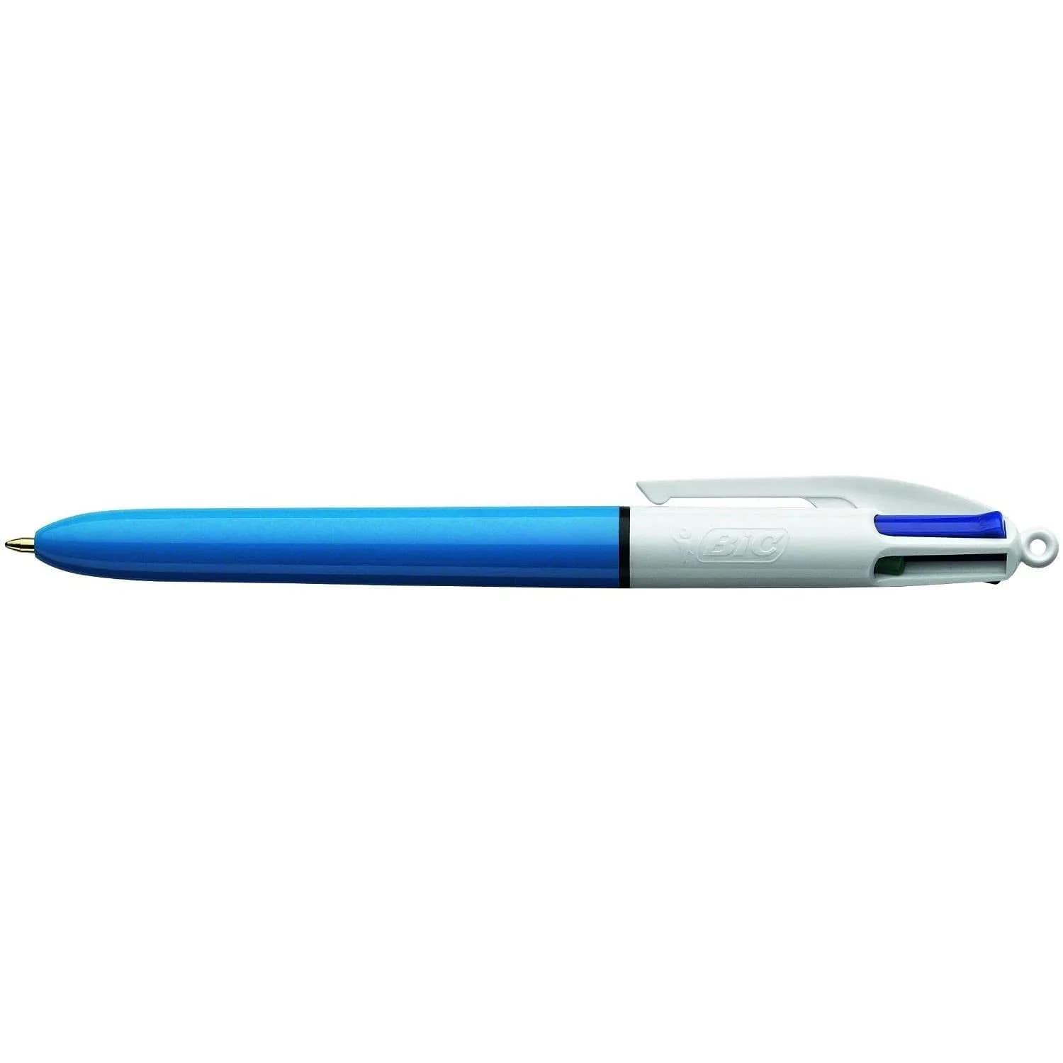 BIC 4-Color Ballpoint Retractable Pen, Pack of 12 | Assorted Ink, Medium, Refillable, Durable Plastic — Black,Blue,Green